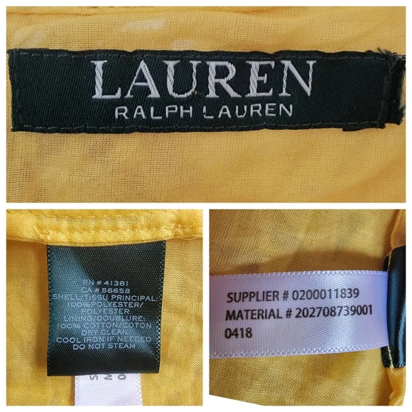 Lauren Ralph Lauren Yellow Bell Sleeve Shift Dress Crochet Lace Scallope… - Picture 12 of 16